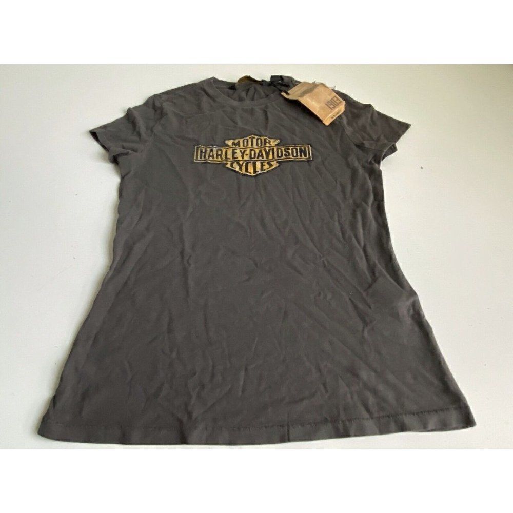 Harley Davidson Women's Sz S Flocked Logo Short Sleeve‎ T-Shirt Top 99047-20VW